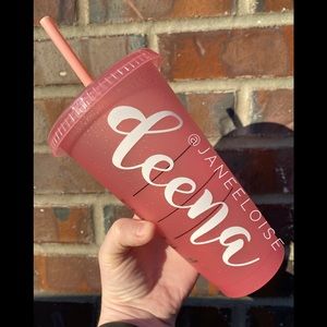 FINAL SALE🎉-Pink Glitter Custom Name Starbucks Cup